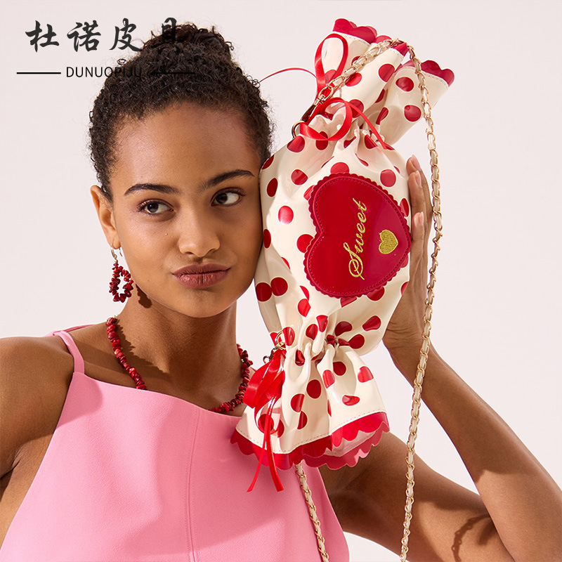 Japanese New Cute Candy Shoulder Crossbody Bag Creative PVC Handbag Love Letter Bag for Women