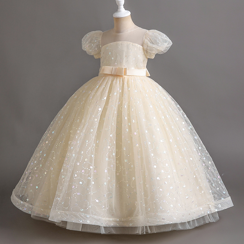 Picture of New European and American children's dress bubble sleeve princess dress girl's wedding dress pettiskirt flower girl's piano performance dress