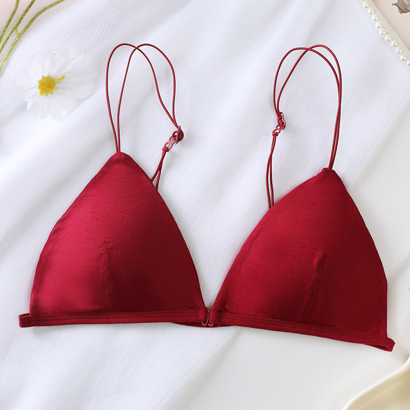 Picture of French Front Buckle Triangle Pure Cotton Tube Top Girl's Sexy Sports Small Sling Bra Beautiful Vest for Women
