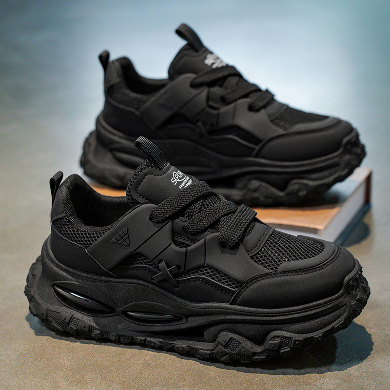 Internet celebrity popular men's shoes, summer breathable mesh, casual inner heightening daddy shoes, teenager running shock-absorbing sneakers