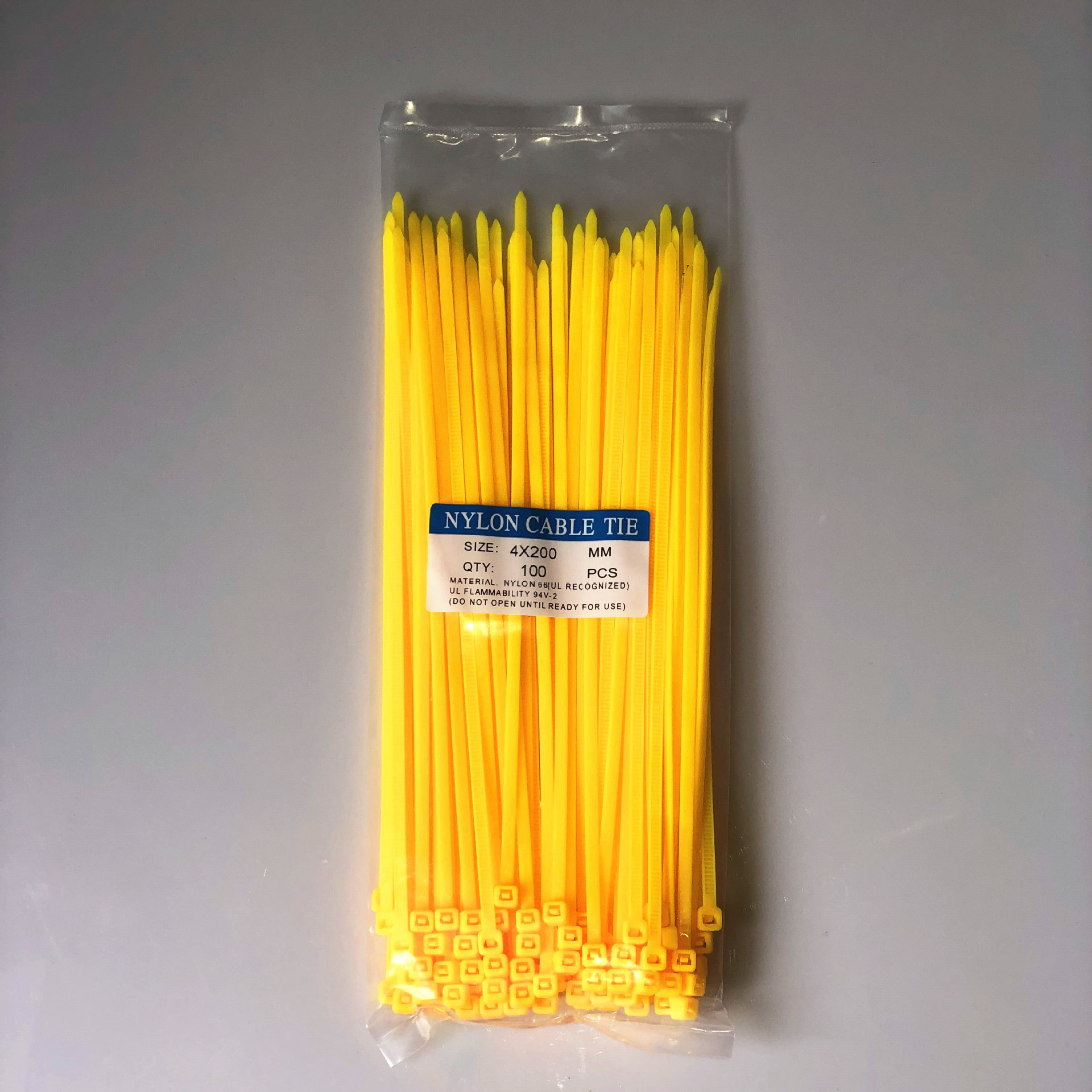 Picture of Factory Wholesale Self-Locking Nylon Cable Ties 4*200 Cable Ties 100 Pieces Per Pack Black and White Red Yellow Blue Green Orange Purple Pink