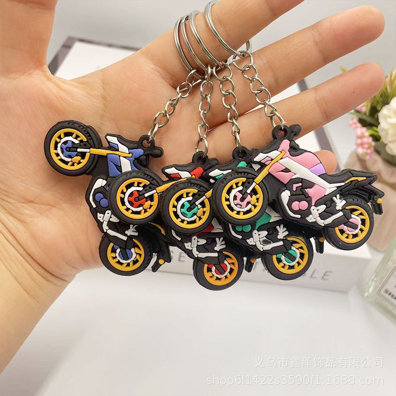 Picture of Key chain pendant doll creative double-sided simulation motorcycle bag pendant PVC key chain small gift wholesale
