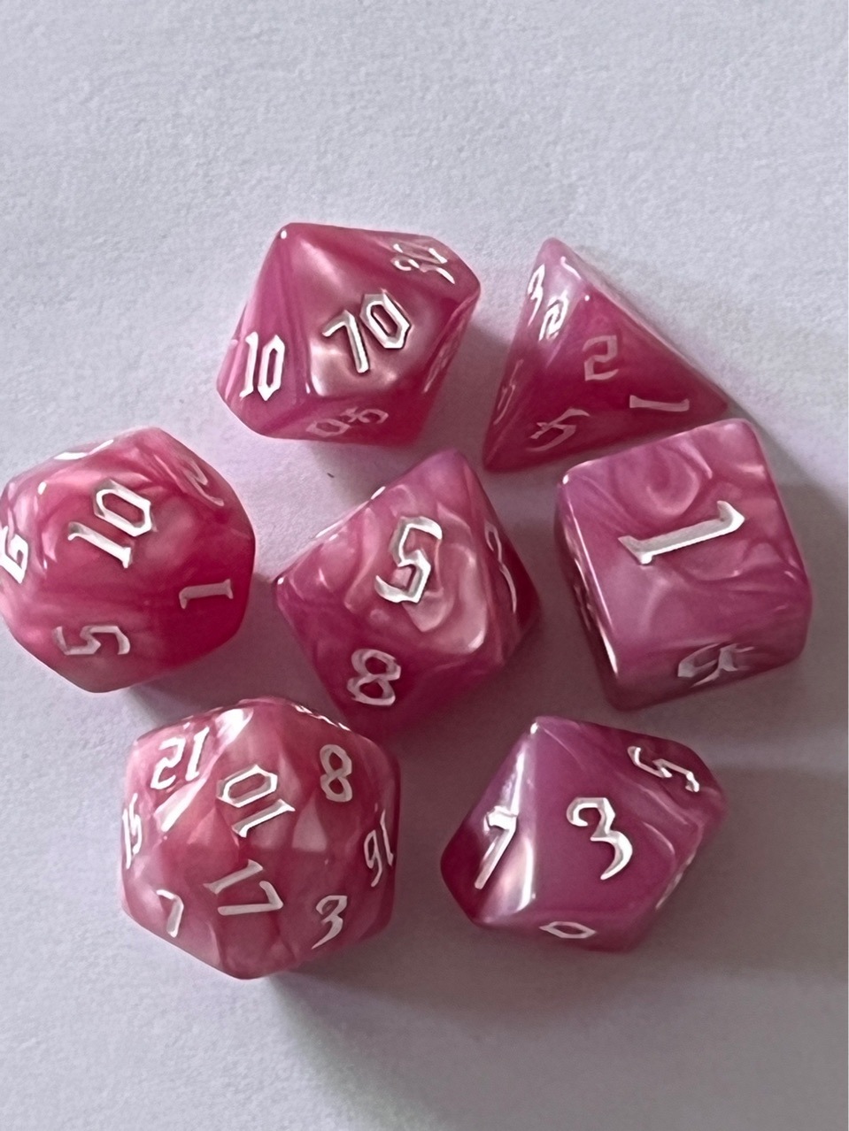 Picture of 7 sets of new font Pearl pattern Macron color series multi-sided dice digital dice DND PRTG running group tour