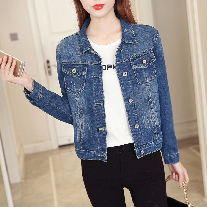 2020 Spring and Autumn New Korean style plus size Denim coat women's loose long sleeve plus size slim slimming jacket top