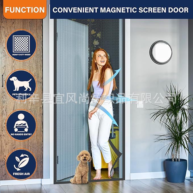 Picture of Foreign Trade Anti-mosquito Door Curtain Magnetic Velcro Summer Screen Door Screen Window Home Partition Strong Magnet Magnetic Stick Self-adhesive