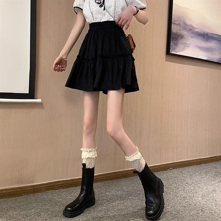 Skirt 150 Summer Thin Umbrella Skirt High Waist A- Line Skirt Pleated Skirt Women's Summer White Small Skirt