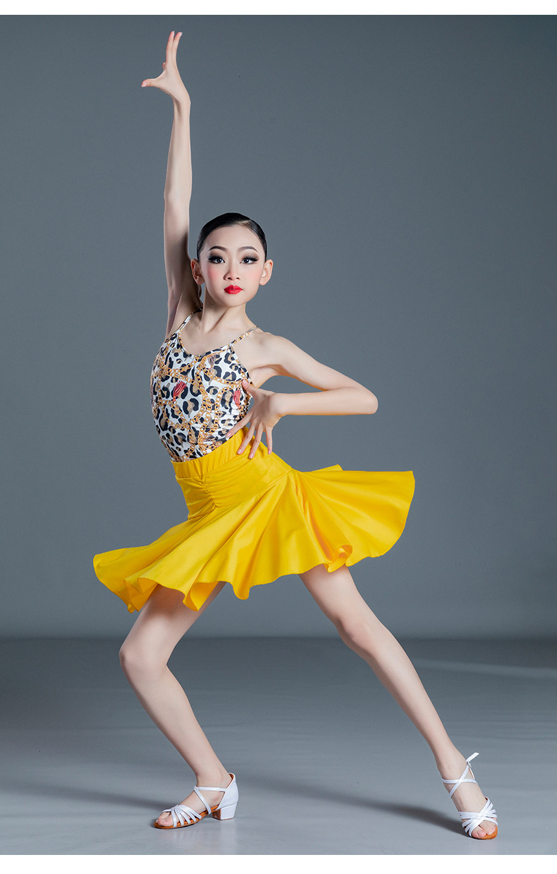 Picture of 2022 New Children's Latin Dance Dress Girls' Dance Practice Costume Girls' Online Popular Autumn and Winter Latin Competition Grade Examination