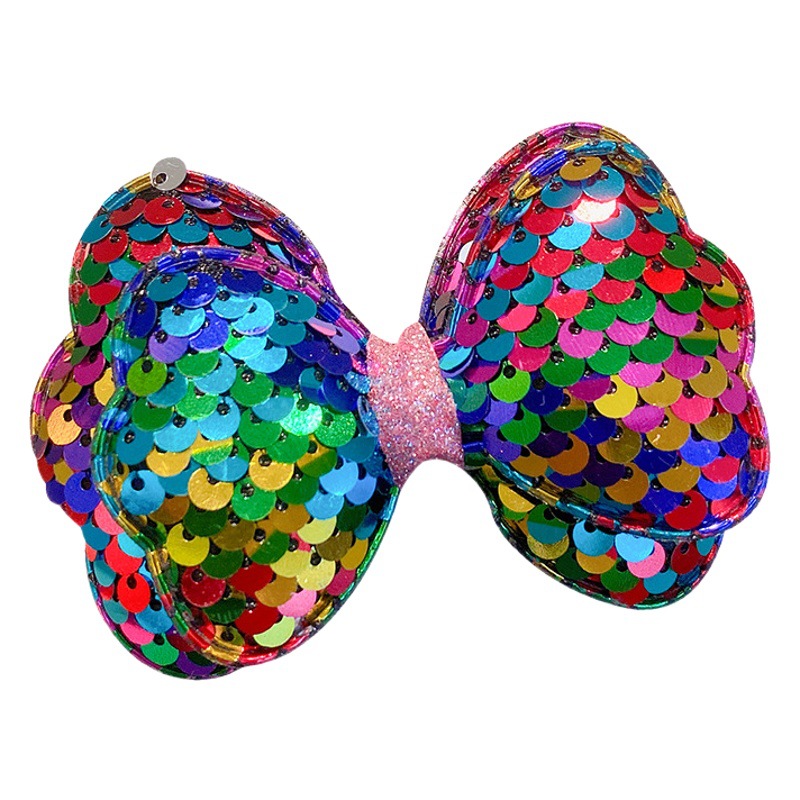 Children's Hair Accessories Korean Laser Sequins Bow Girl's Hairpin Baby's Headwear Girl's Bangs Princess Hairpin