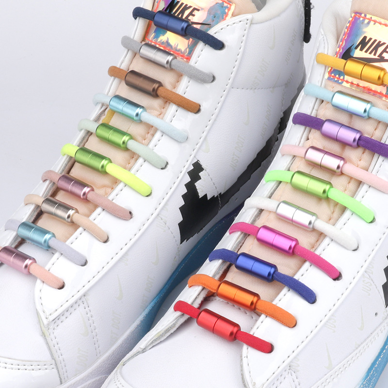 Creative Shoe Accessories Tie-free Shoelace Buckle Aluminum Capsule Buckle Elastic Force Color Metal Capsule Tie-free Shoelace for Lazy People