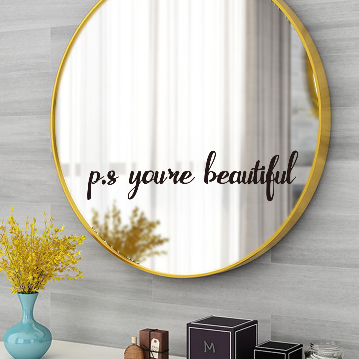 Yy800 New English You Are Beautiful Living Room Bedroom Background Wall Decoration Wall Sticker Mirror Decoration
