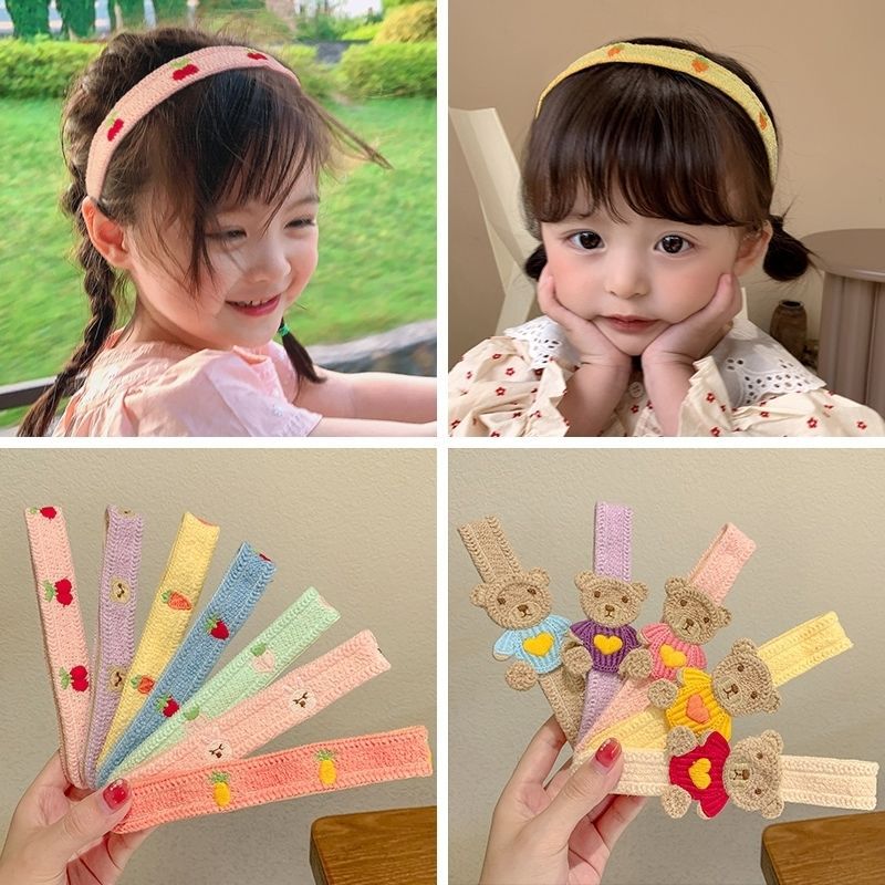 Children's bangs stickers Velcro headband girls sticky broken hair artifact hair band headband little girl autumn and winter embroidery hair accessories
