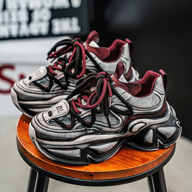 Men's 2025 Autumn and Winter Popular Versatile White Shoes, Old Style, Breathable, Thick Soles, Heightening, Sports and Leisure Dad Shoes, Trbottomy