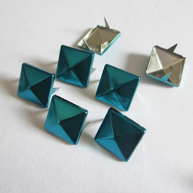 Picture of Colorful Rivets Fluorescent Color Square Claw Nails DIY Hat Nails Two-Legged Nails Square Rivets Pyramid Square Claw Buckle
