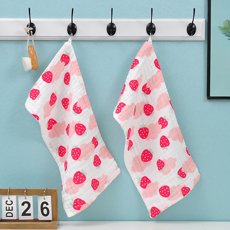 Picture of 6-Layer Seersucker Small Square Towel Kidsren's Towel Pure Cotton Type a Cotton High-Density Saliva Towel Kindergarten Small Towel Pure Cotton