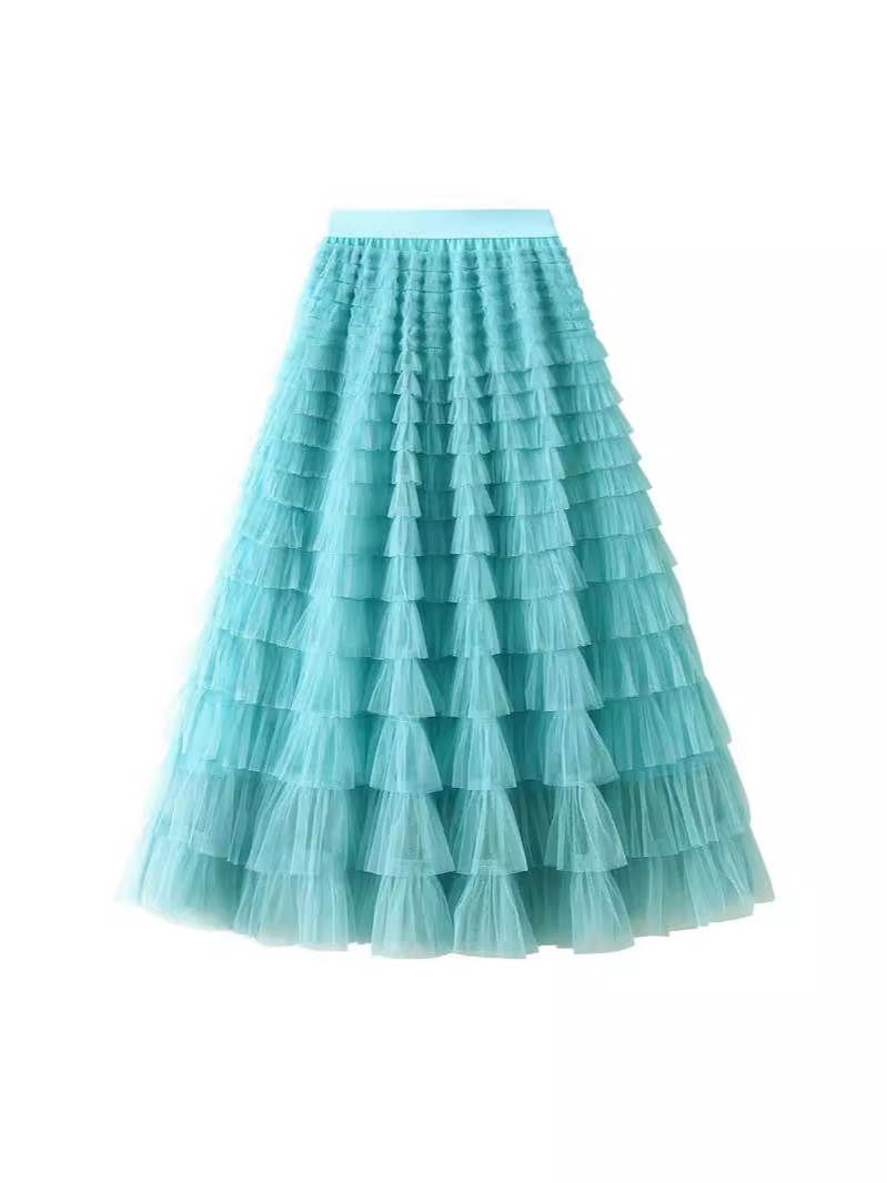 Mesh Cake Skirt Women's Spring and Autumn 2024 New Arrival Skirt Fairy White Gauze Skirt Pleated Long Skirt