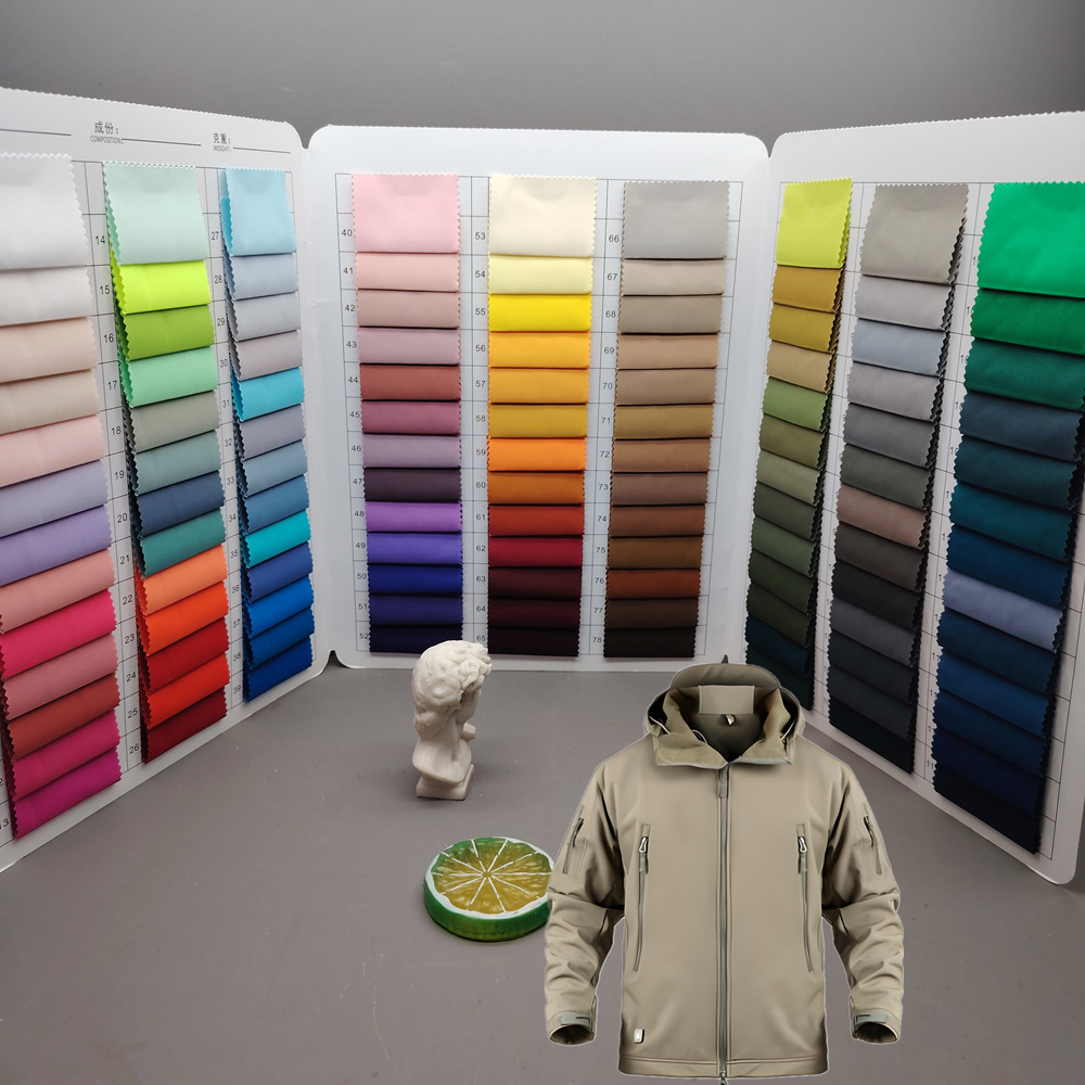 Polyester 150D high elasticity film composite spring yarn fabric waterproof TPU film outdoor school uniform jacket fabric