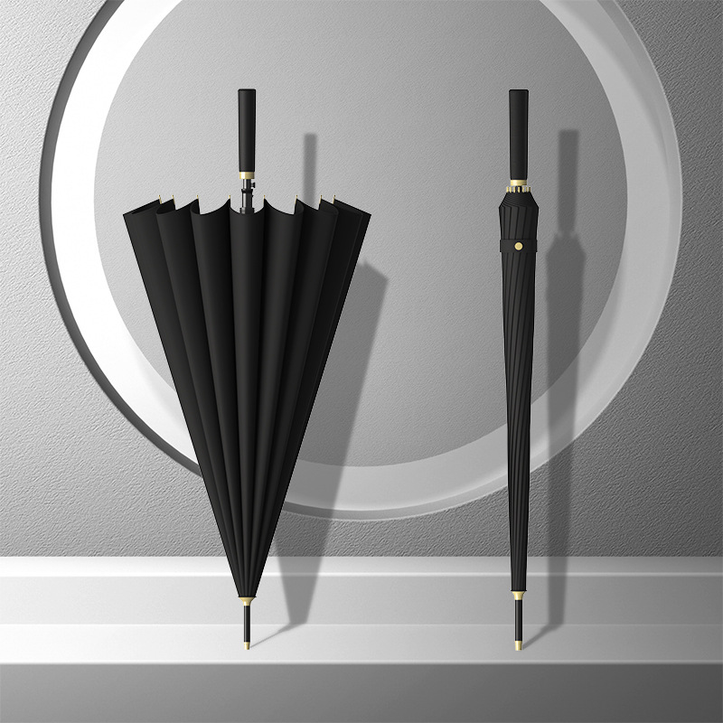 Picture of 24-bone umbrella automatic umbrella large oversized factory large wholesale straight rod long handle umbrella sunny and rainy dual-use printed logo