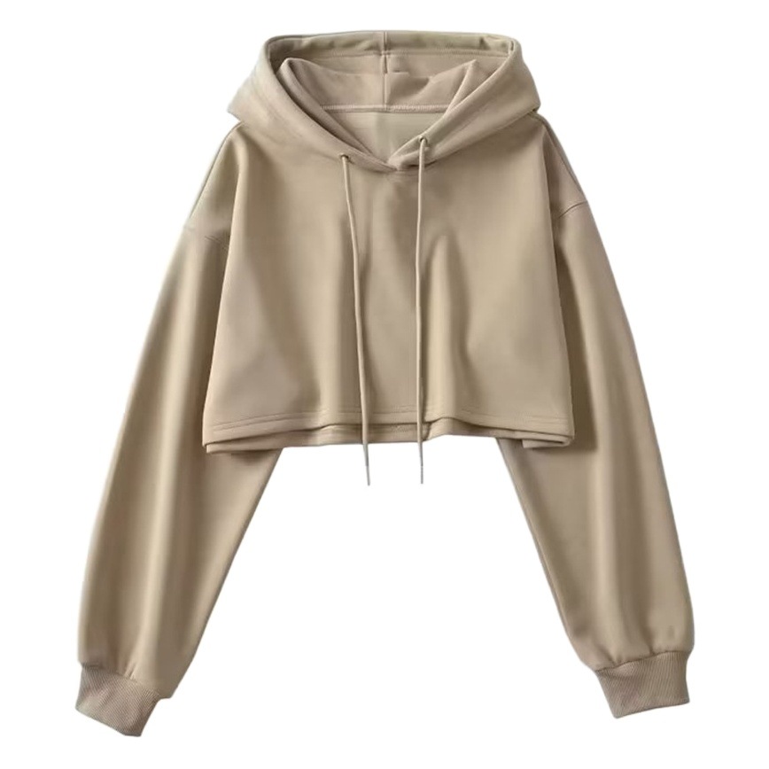 YPFF trendy women's clothing vintage hooded drawstring pullover long sleeve sweater street style hot girl short navel jazz dance