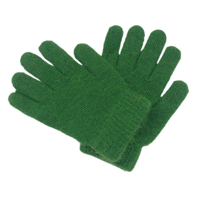 Knitted Rabbit Fur Gloves Ins Korean Style Women's Winter Warm Simple Student Light Plate Five-Finger Cold-Proof Couple Gloves Trendy