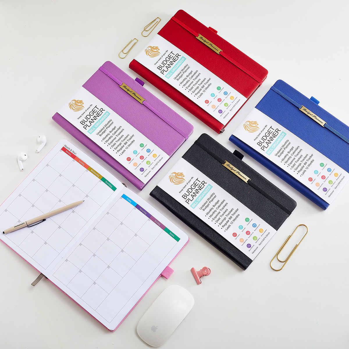 Amazon BUDGET PLANNERA5 full English imitation leather hardcover financial plan BUDGET plan