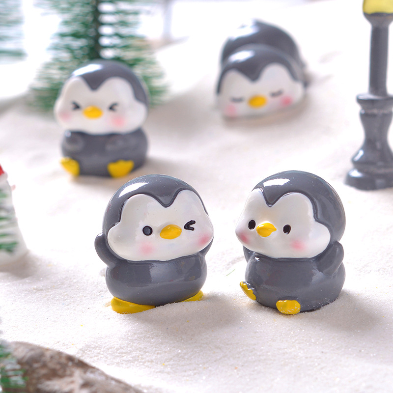 Picture of Cross-Border Cartoon Cute Gray Penguin Micro Landscape Gardening Potted Small Ornaments Cute and Interesting Penguin DIY Gadgets