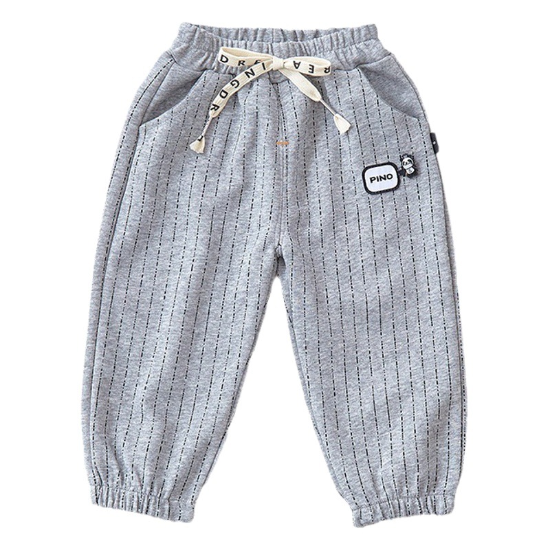 Autumn New loose ankle-tied casual pants Western style vertical stripes panda sports boys' trousers fashionable children's casual pants