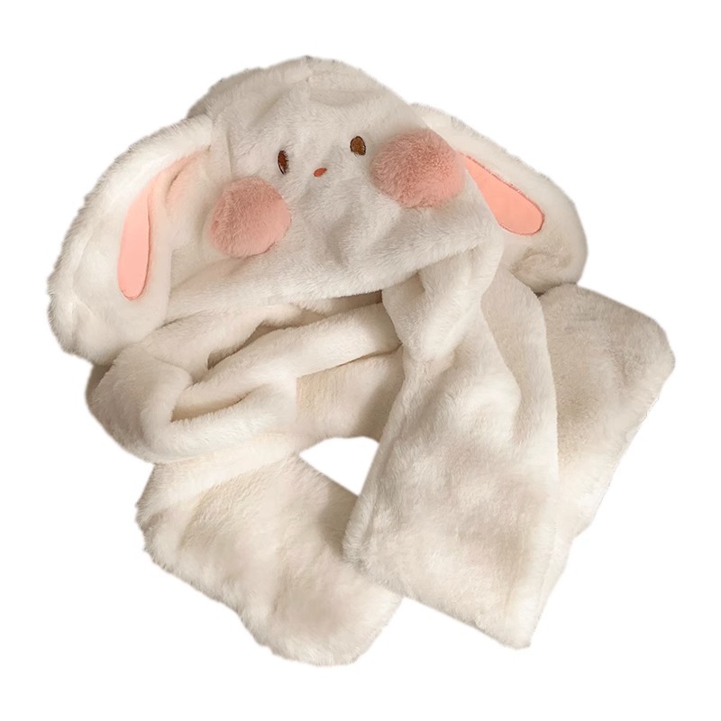 Picture of Winter plush hat scarf gloves one female rabbit autumn and winter three-piece cute thick scarf warm windproof