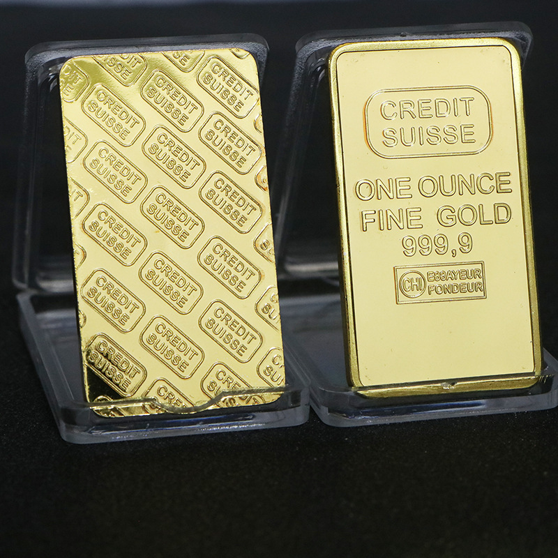 Foreign trade commemorative coin Swiss gold block foreign commemorative gold bar plated gold coin square coin