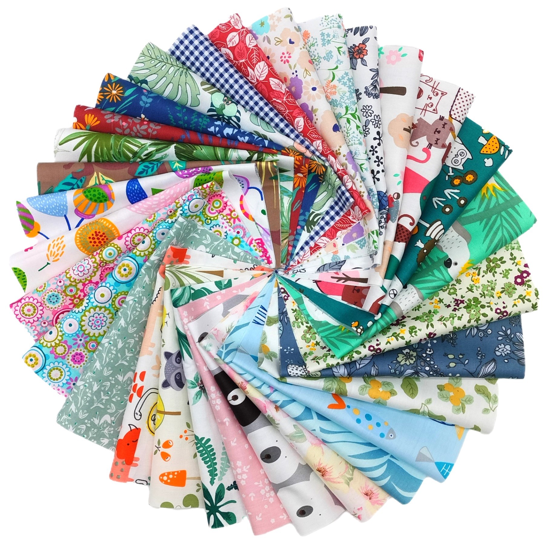 Cross-Border Cotton Twill Fabric, Handmade DIY Patchwork Fabric Set, 30 Pieces of Twill Pure Cotton Fabric