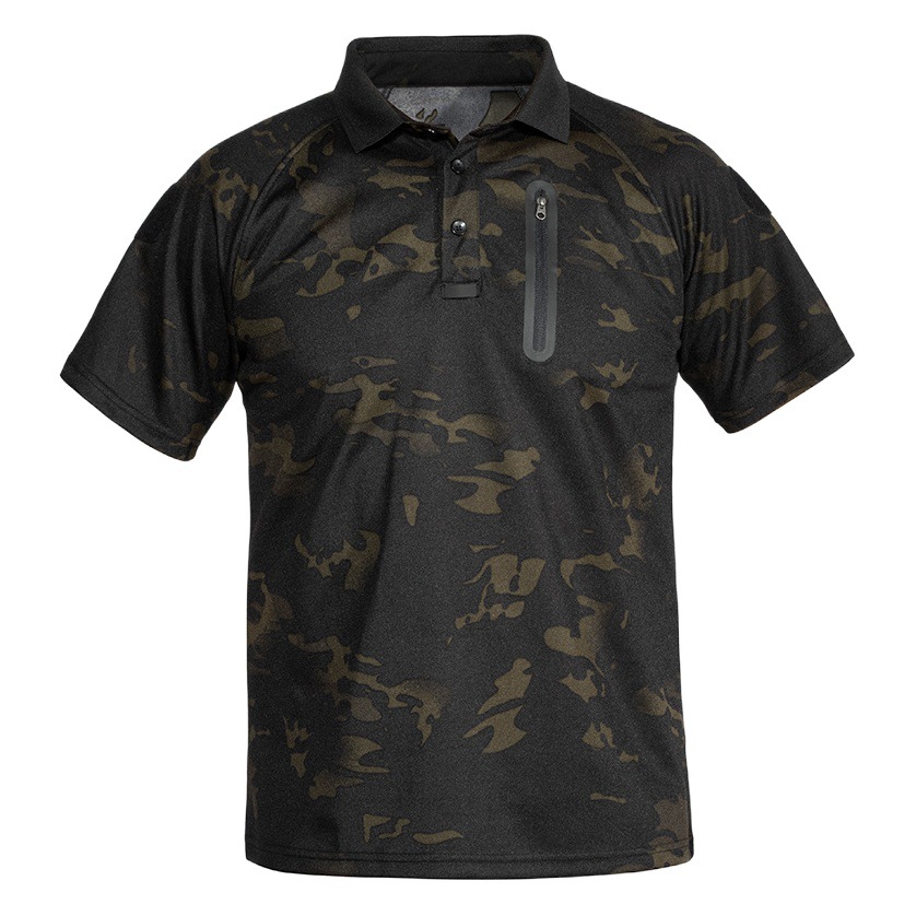 Ice Rock Outdoor Quick-drying Clothing Tactical T-shirt Men's Quick-drying Sweat-wicking Lapel Elastic Polo Shirt Physical Training Clothing Short-sleeved