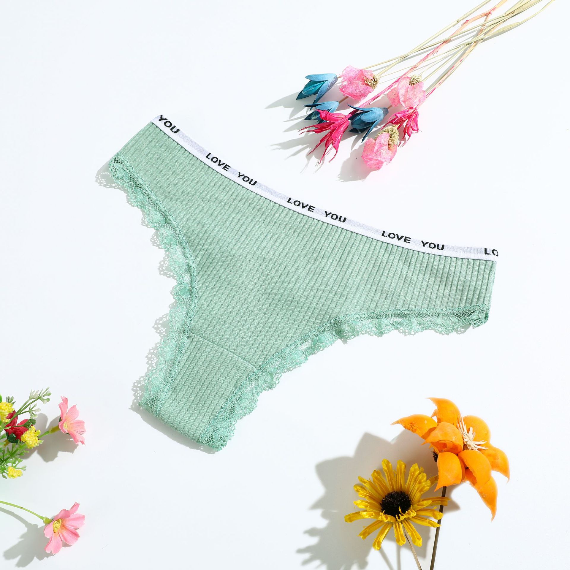 Picture of New ladies cotton thong low waist girls underwear European and American lace women's T-string pants manufacturers wholesale