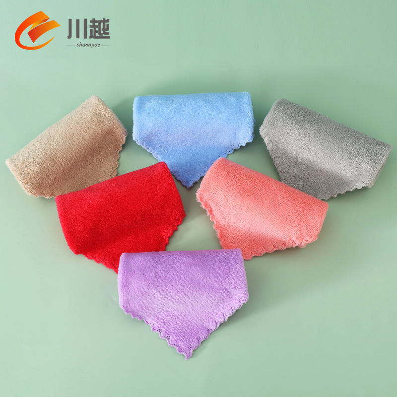 Picture of Coral Velvet Square Towel Wholesale Kindergarten Face Wash Towel Soft and Absorbent Household Kitchen Cleaning Rag Hand Towel