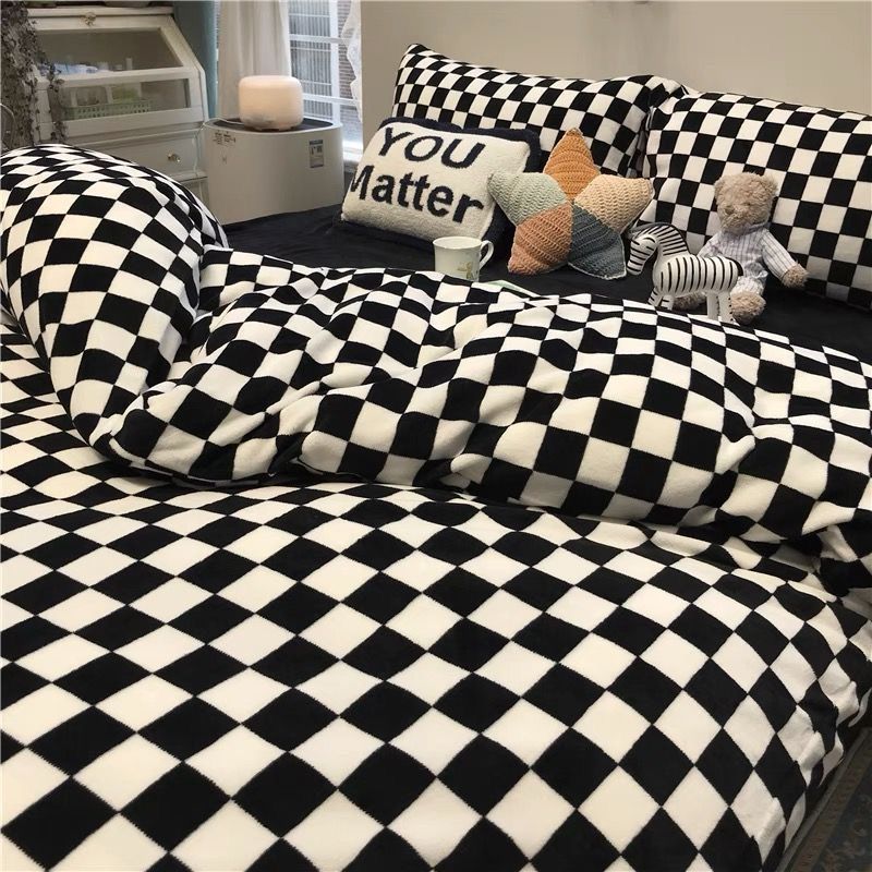 Picture of Washed Cotton Bed Sheet Four-Piece Set, Fresh Style Duvet Cover, Simple Ins Student Dormitory Three-Piece Duvet Cover Set