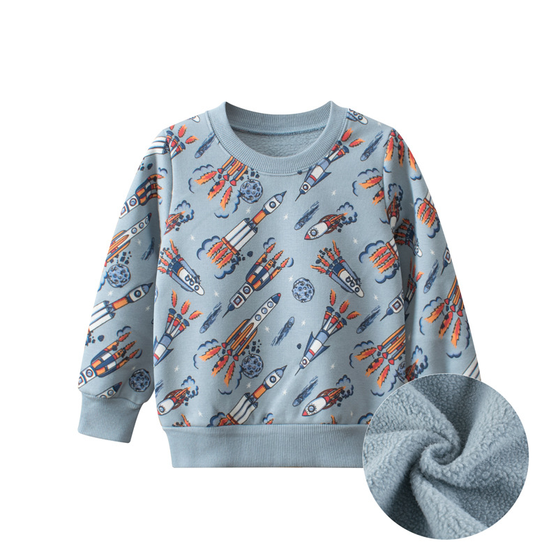 Picture of 27kids Korean style children's clothing autumn and winter men's sweater fleece-lined cartoon baby clothes live supply one-piece delivery