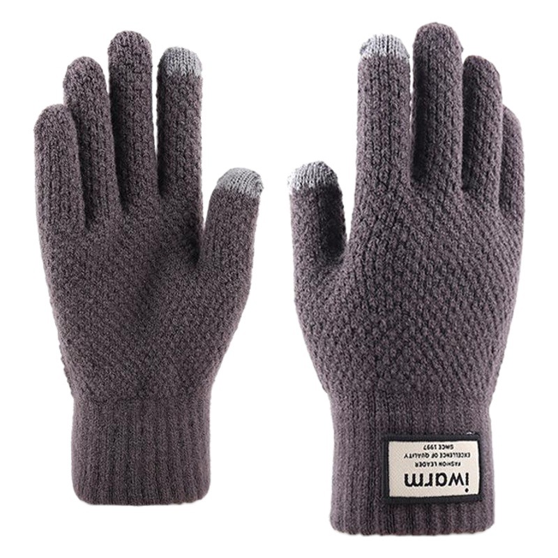 New cross-border wool knitted touch screen gloves men's winter plus velvet padded outdoor cold warm gloves wholesale