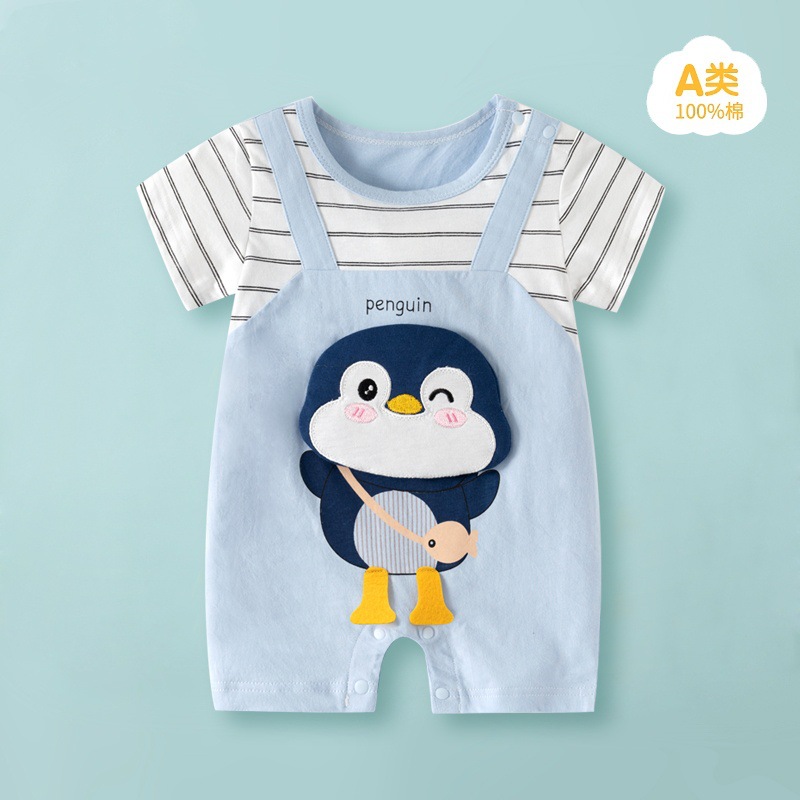 Picture of Internet Red Explosions Baby Cartoon Ha Clothes Summer Short-sleeved Baby Body Clothes Pure Cotton Thin Children's Wear Cross-border Special for Cute