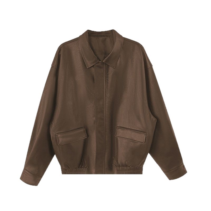Picture of American leather jacket retro thickened 2025 fall/winter Maillard motorcycle jacket for men and women casual cool
