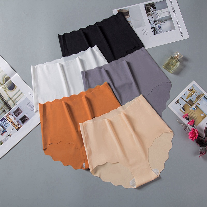 Picture of Ice Silk High Waist Underwear Women's Abdominal Tucking Traceless Large Size Solid Color Women's Underwear Cotton Crotch Breathable One-piece Underwear