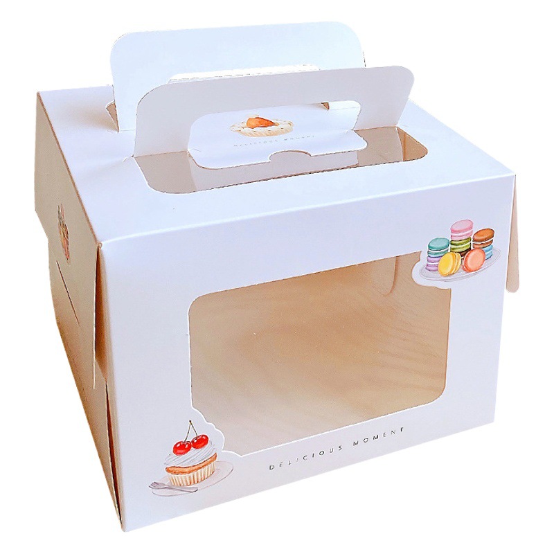 4 inch small cake portable box four/five/six inch mousse West Point cut window add high dessert packing box wholesale