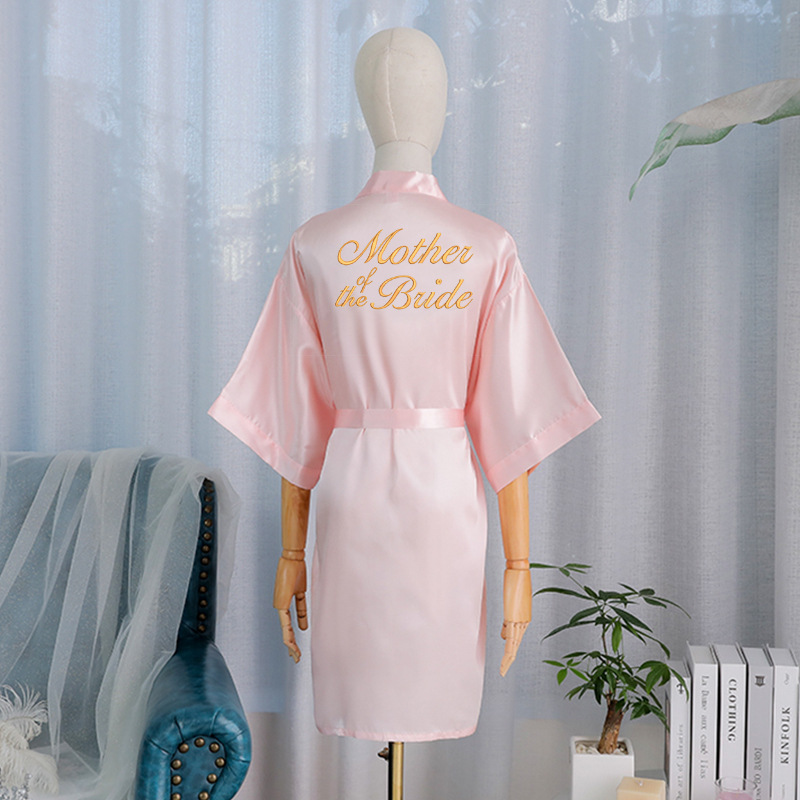 Picture of Bride's Bridesmaid's Morning Gown Wedding Silk Birthday Girlfriend Party Pajamas Lie-down Embroidered Red Nightgown Wedding Morning Gown