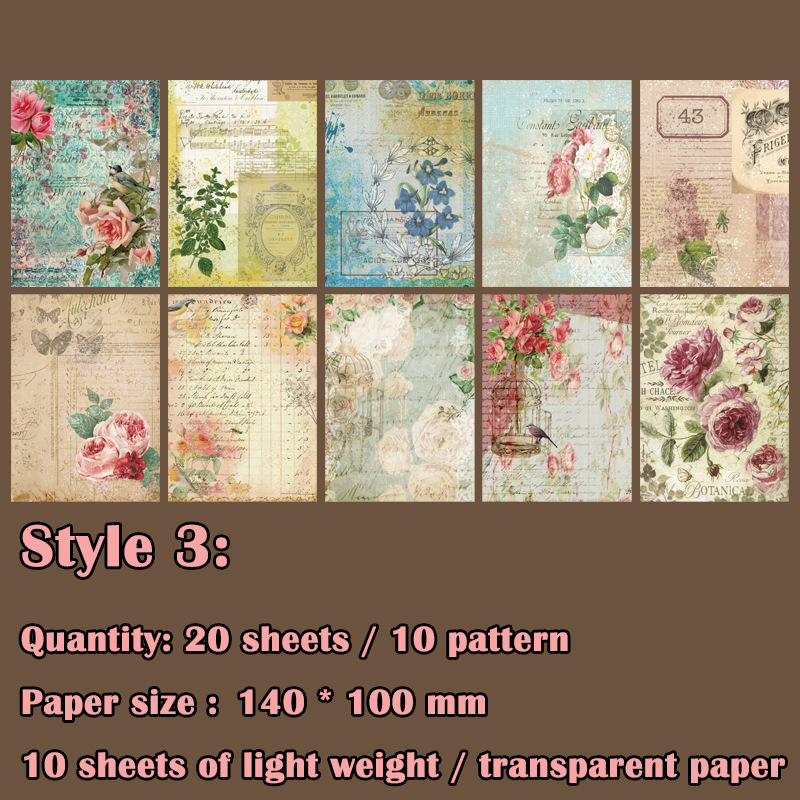 Picture of Retro style material paper DIY album scrapbook Journal material paper card material background paper RZ3103