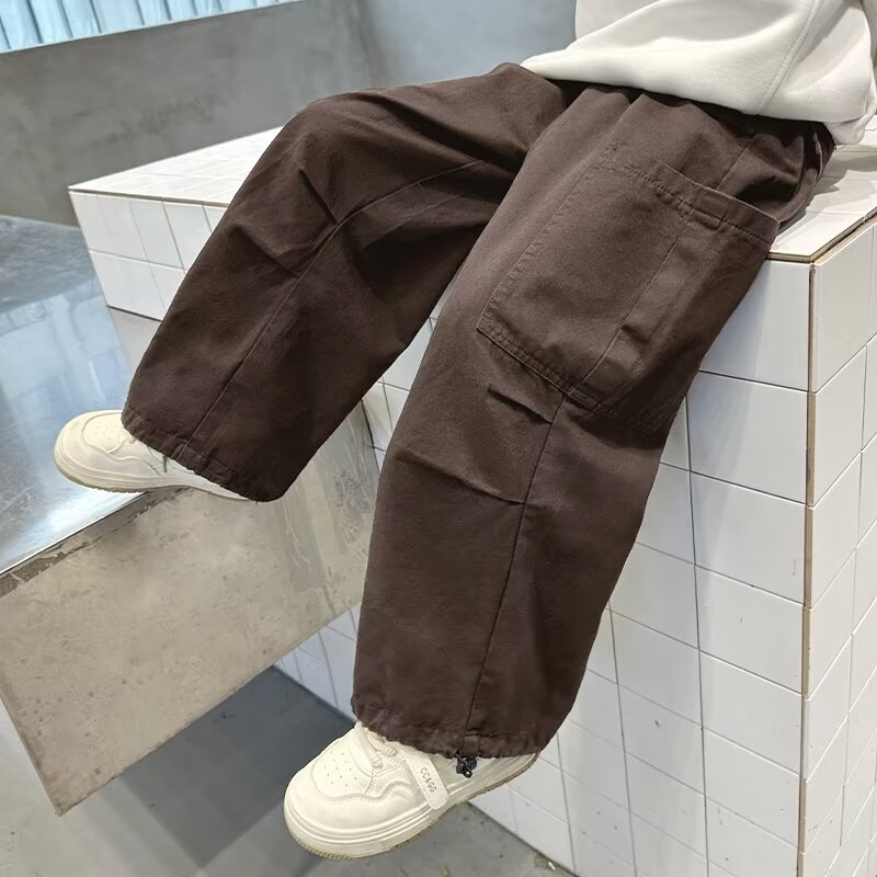 Picture of Elastics Trousers Elastics Waist Girls' Cockwork Pants Spring Loose Casual Street Style Pants 9-year-old Spring and Summer Crotch-free Men