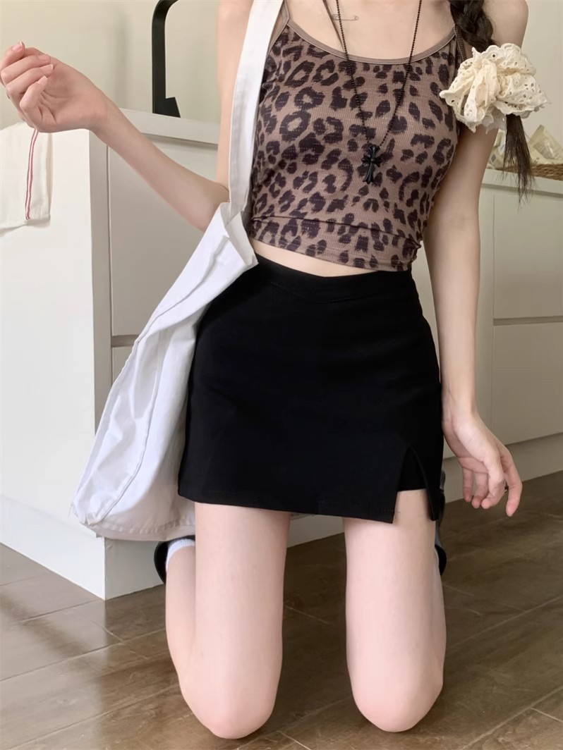 plus size chubby girl Split Hip Skirt Women's 2024 Autumn High Waist Spice Girl Skirt A Word European and American V Word Waist Skirt