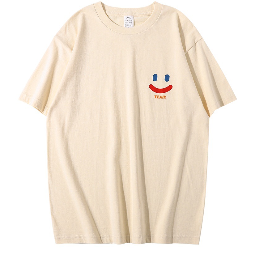 2025 Summer Retro Simple Printed Round Neck Short-Sleeved T-Shirt for Women Pure Cotton Couple Chic Inner Layering Shirt Versatile
