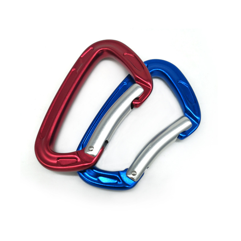 Picture of D-type automatic main lock 25KN aviation aluminum alloy D-type mountaineering buckle outdoor mountaineering automatic buckle rock climbing quick hanging hand lock