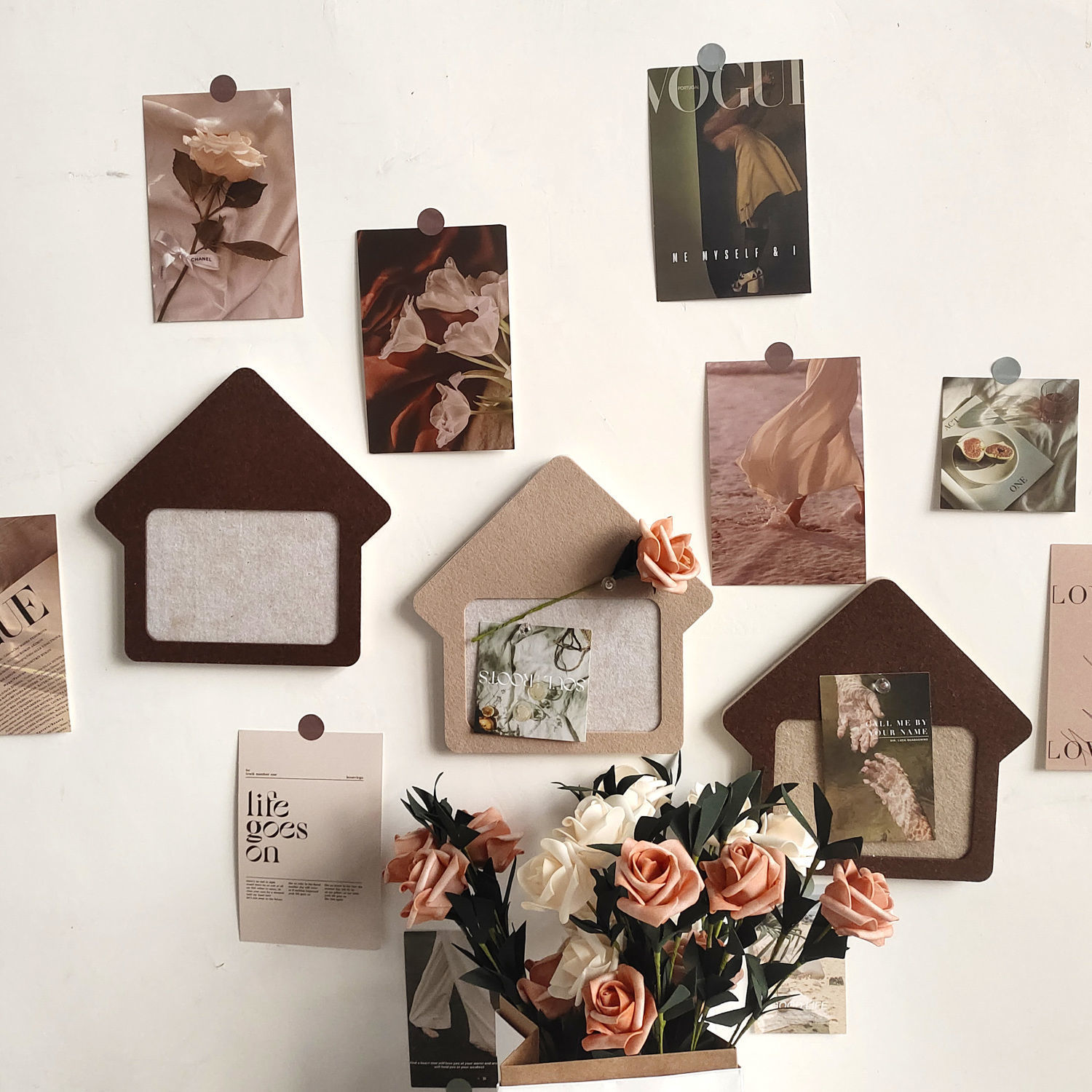 Small house ugly three-dimensional wall stickers felt photo display wall cork message board living room desk decoration display board