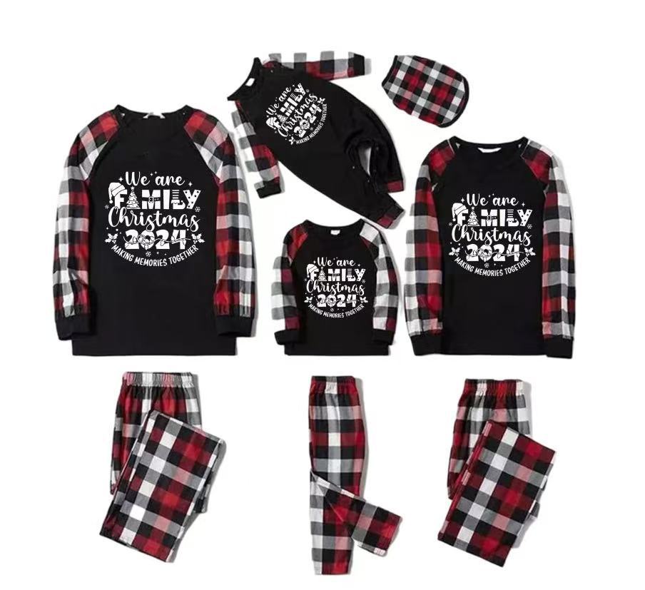 Picture of European and American Amazon Cross-Border Christmas Pajamas Printed Plaid Parent-Child Wear Long-Sleeved Home Clothes Set Christmas New Style