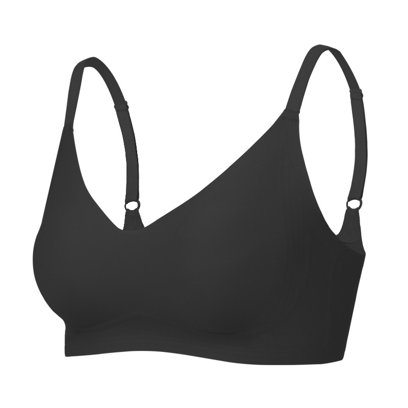 Picture of 7A Antibacterial Semi-Fixed Cup V Neck Rabbit Ear Cup Thin Jelly Seamless Underwear Big Breast Revealing Small Adjustable Bra