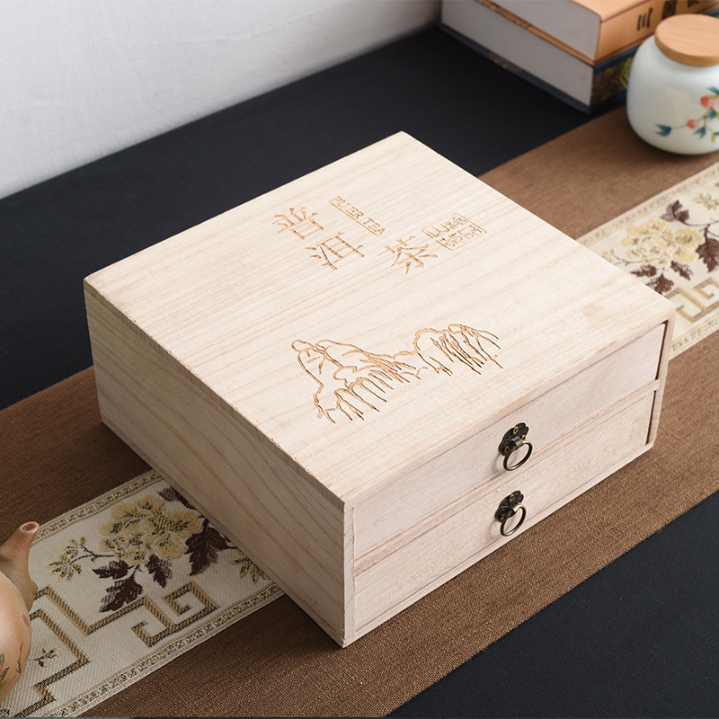 Picture of Wooden Tea Box Single Layer Double Layer Multi Layer Tea Cake Tea Storage Wooden Box Tea Cake Gift Packaging Wooden Box Wholesale