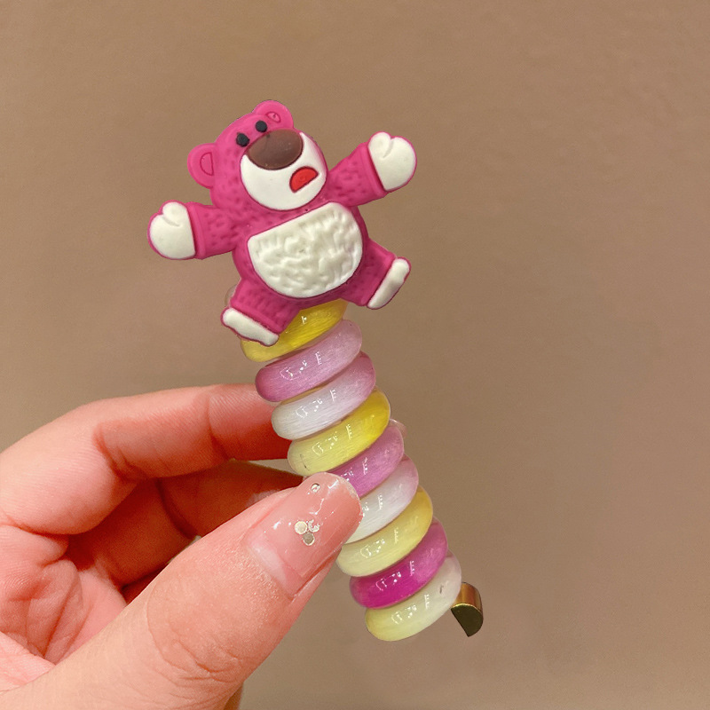 Picture of Children's coil telephone line hair band female high ponytail does not hurt hair hair rope high elastic durable rubber band Braid artifact